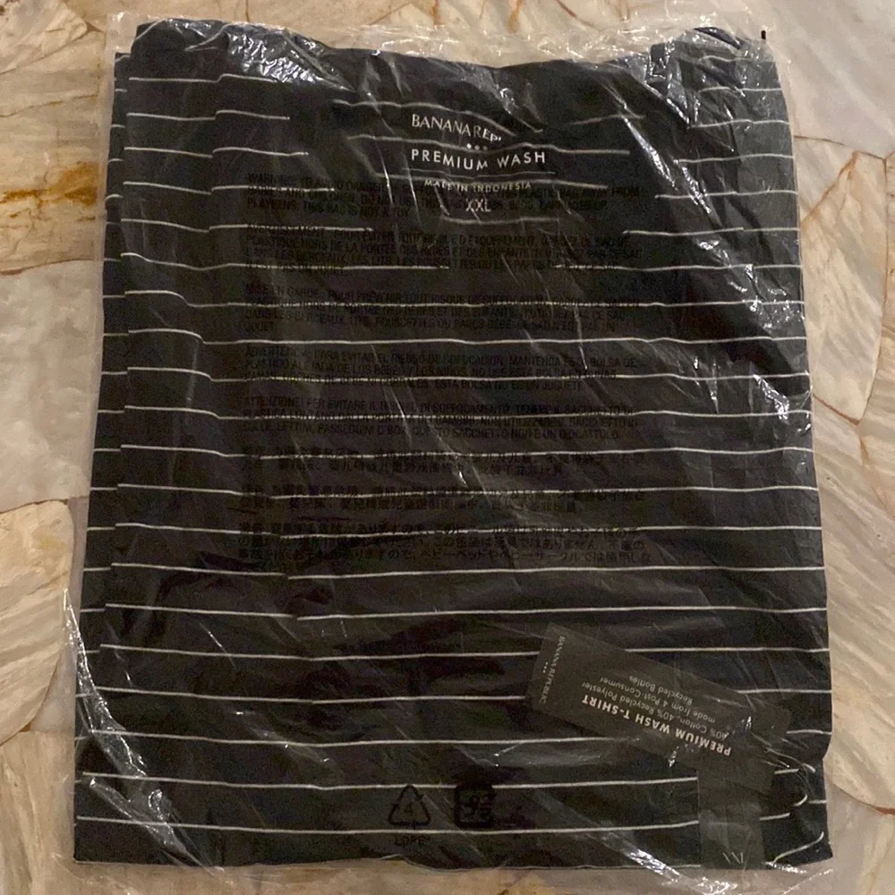 Banana Republic PREMIUM WASH‎ T-SHIRT Navy with White Stripes XXL